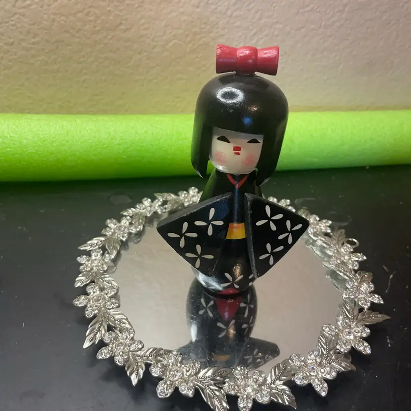 Black Kimono Kokeshi Doll