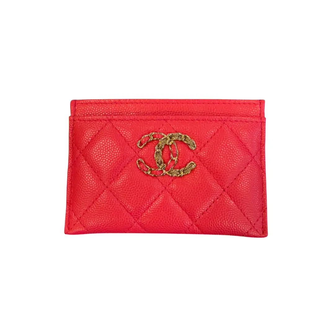 Chanel 19 Pink Quilted Card Case