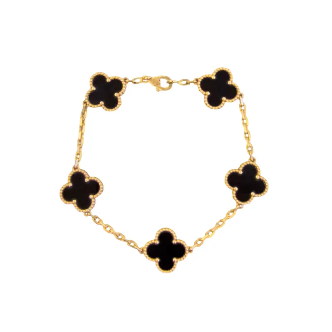 Vintage Alhambra Onyx 5 Motifs Bracelet