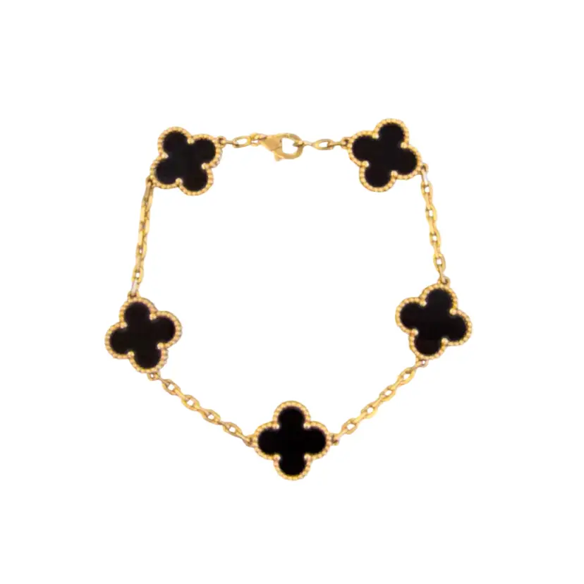 Vintage Alhambra Onyx 5 Motifs Bracelet
