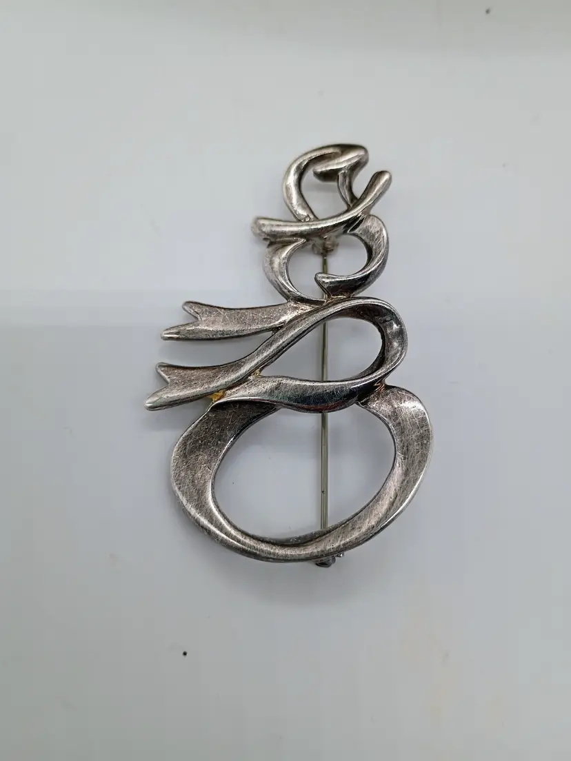 Premiere Designs Snowman Silver Plate Brooch Pin Abstract Holiday Fashion Jewelry.
