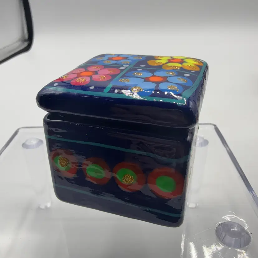 Hand Painted Little Pottery trinket Box