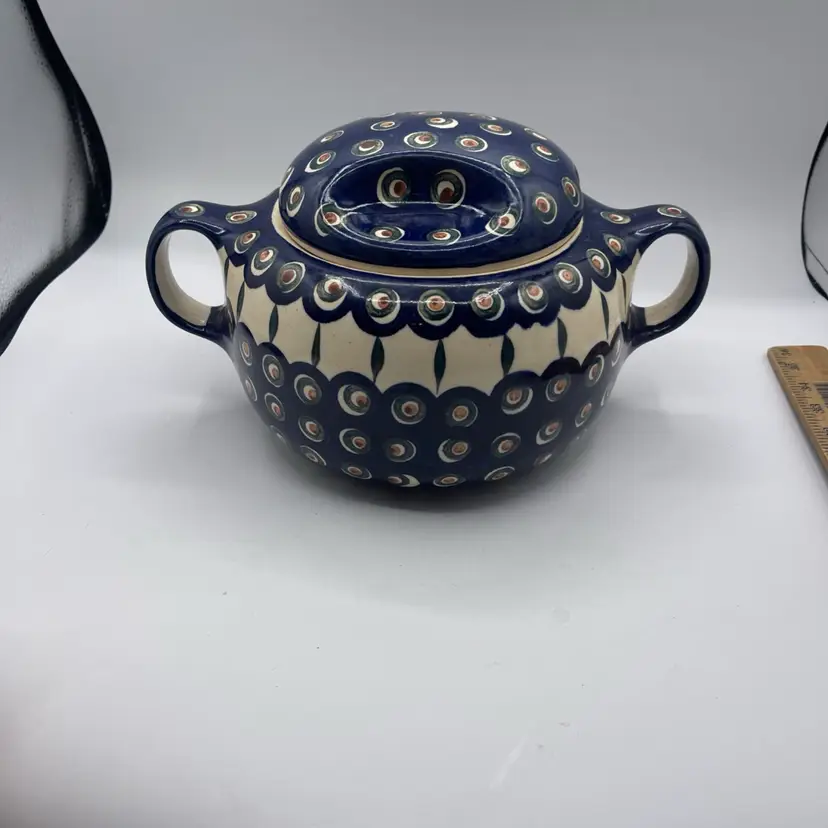 Boleslawic Polish Pottery Traditional 11 .5”Handle to Handle Soup Tureen
