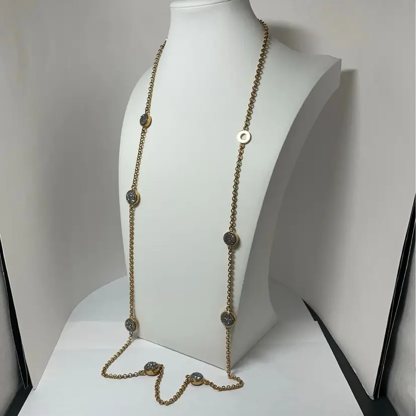 #06 - “DC” 40” Reversible Goldtone Necklace. Bling:One Side Is Goldtone And One Side Is Silvertone