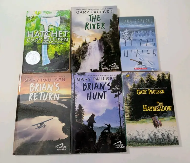 Gary Paulsen Complete Hatchet Book Series (1-5), Brian's Saga paperback Lot Of 6