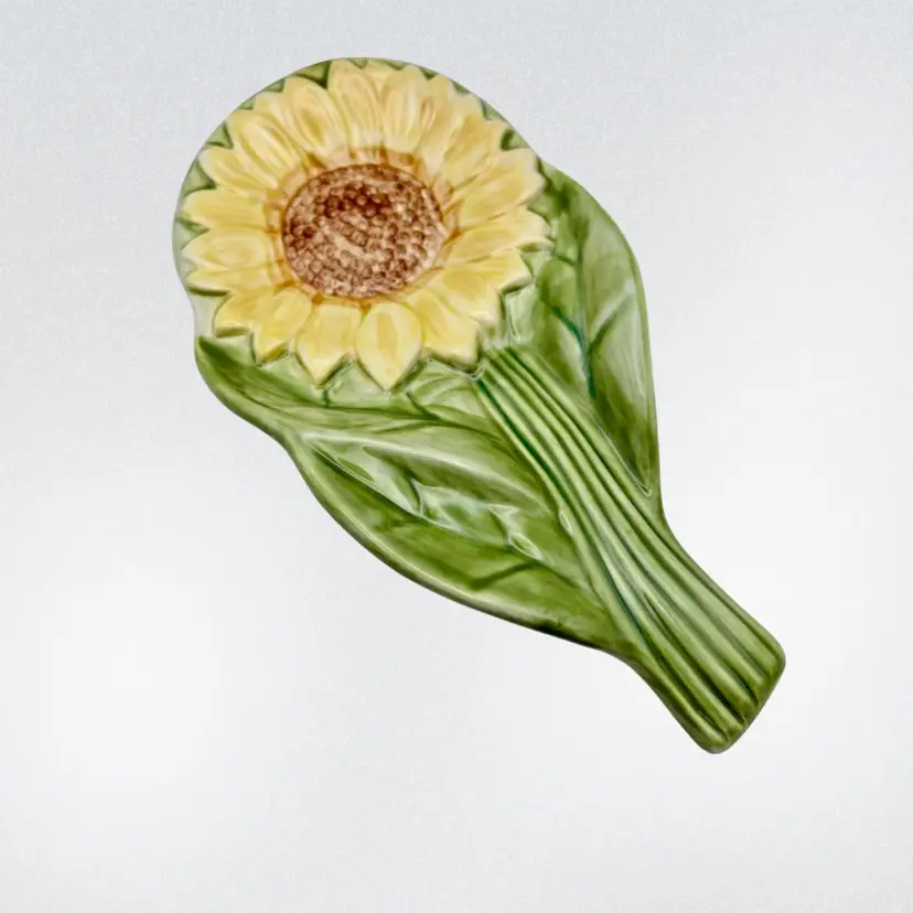 Pfaltzgraff, Retired Pattern, “The Secrets Of Pistoulet”, Ceramic Sunflower Spoon Rest/Holder by Jana Kolpen, Made in Mexico
