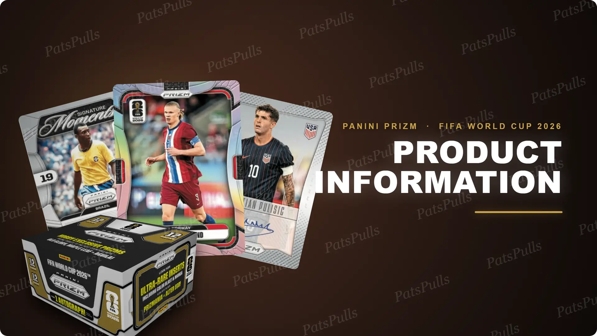 Image Showing the best cards from FIFA World Cup 2026 Prizm including Erling Haaland, Pele, and Christian Pulisic
