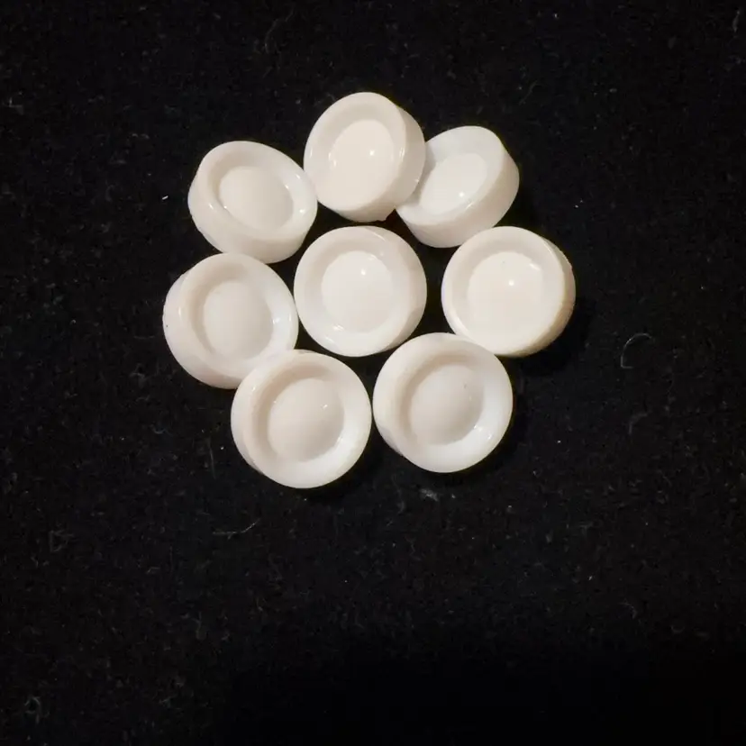 8 Count - Vintage White Plastic Buttons. Shank Back As Is