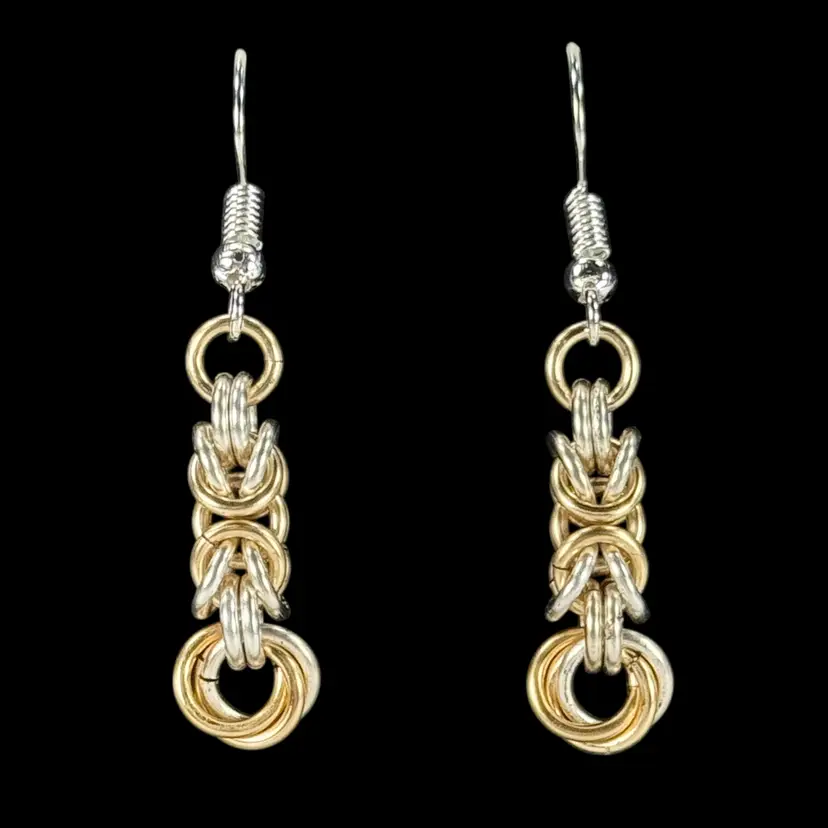 Avante Jewelry Chainmaille BYZANTINE Weave Mobius Pierced Earrings Silver Gold Plated