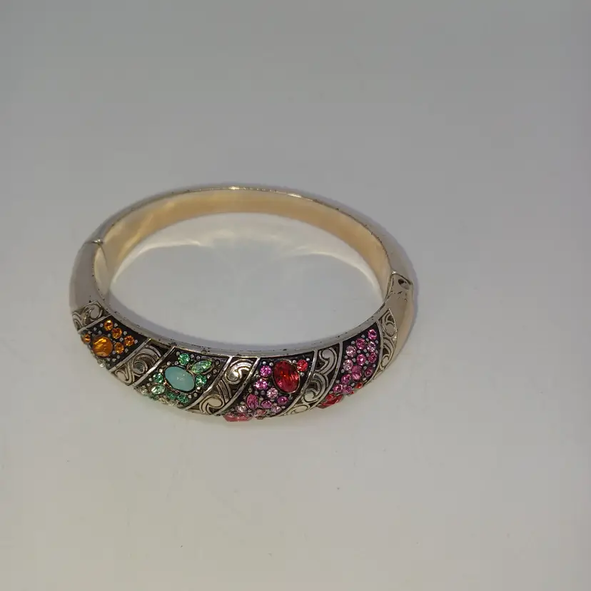 Authentic Brighton "Crystal Voyage" Hinged Bangle Bracelet Multicolor Swarovski