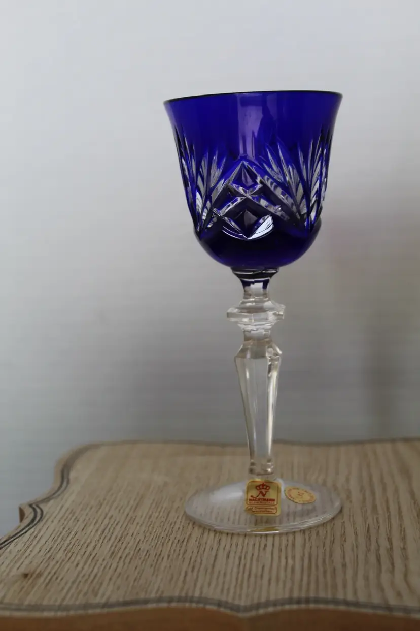 NACHTMANN NIERSTIEN CORDIAL COBALT BLUE CUT TO CLEAR CRYSTAL BOHEMIAN Glass