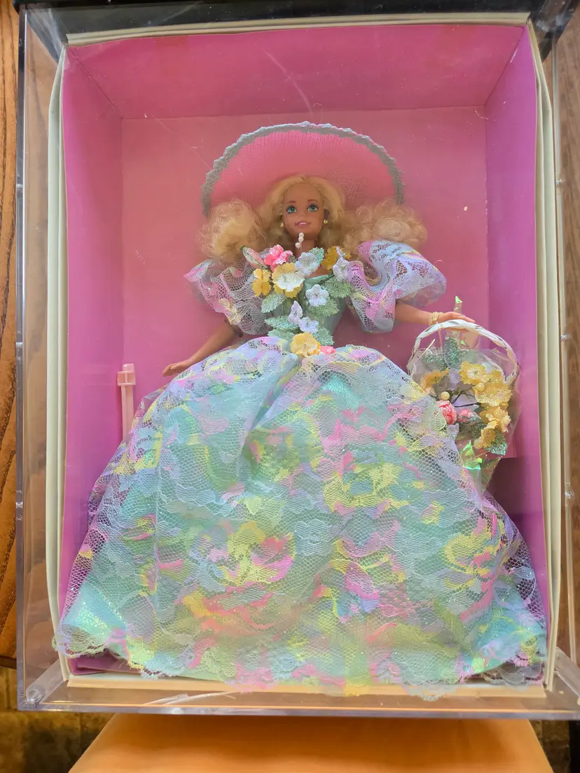 Vintage Barbie in Floral Lace Dress