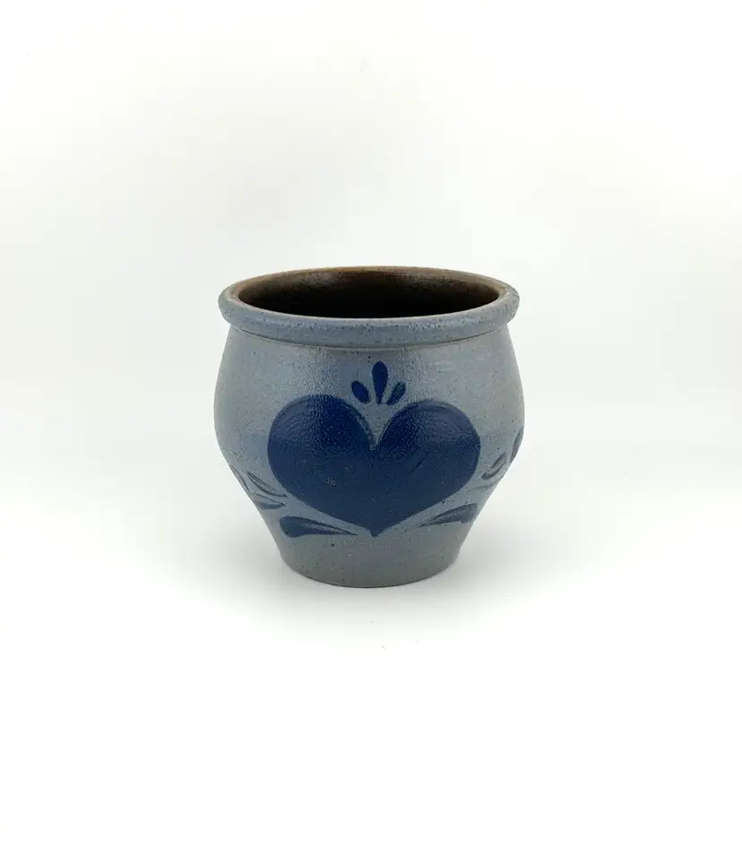 1993 Rockdale Union Small Salt Glaze Stoneware Crock 3.25”x 3”