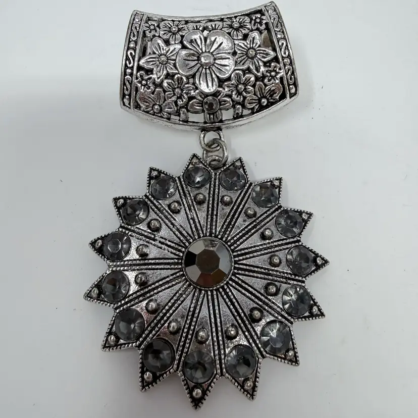 Silver-Tone Floral Slide Pendant