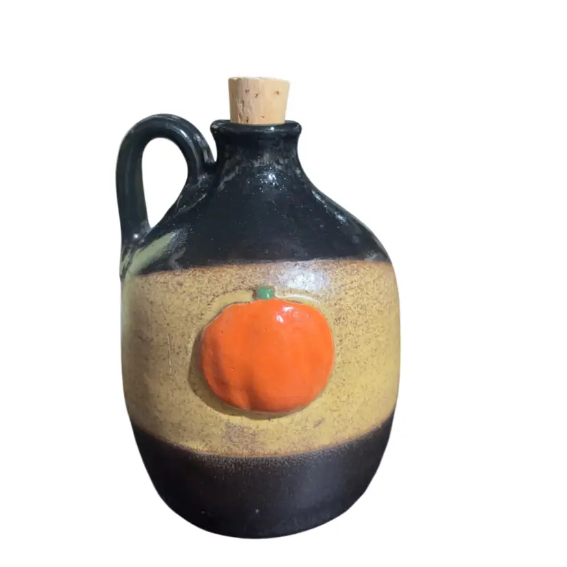 Pottery Jug With Applied Pumpkin