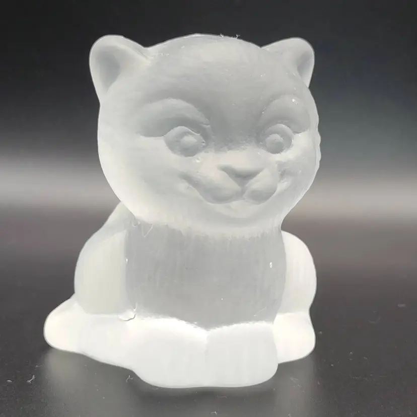 #01 Goebel Satin Frosted Glass Cat Kitten Germany Paperweight Figure