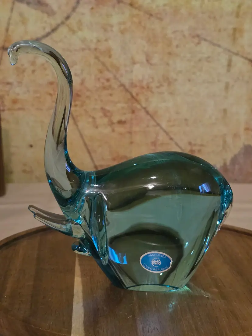 Vintage Czech Republic Hand Blown Art Glass Elephant