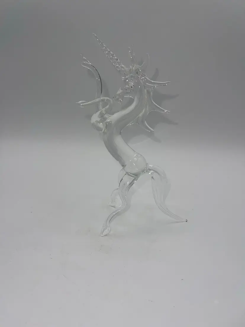Hand Blown Glass Unicorn Standing On Two Legs 7”