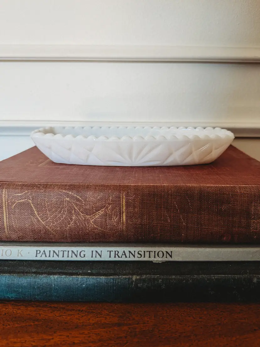Milk Glass Relish Dish / Trinket Dish