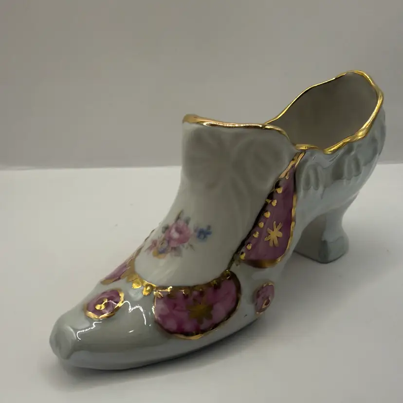 Porcelain Victorian Slipper Hand Painted Shoe 5.75”