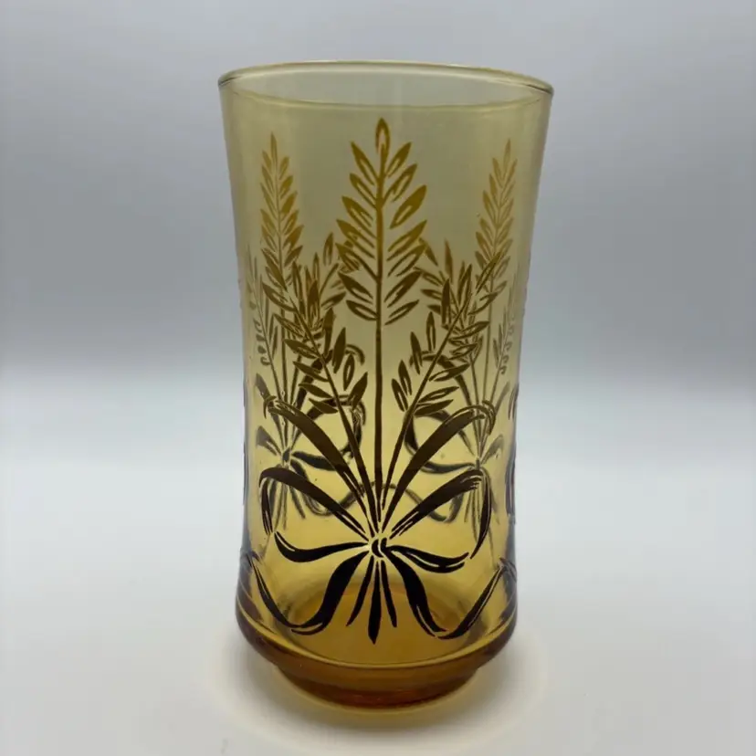 Single Anchor Hocking Amber Wheat And Ribbon Water Glass