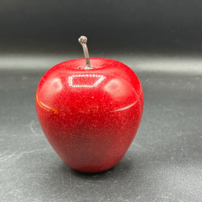 Solid Granite Realistic Red Apple w/ Stem Paperweight Nice Teacher Gift Heavy