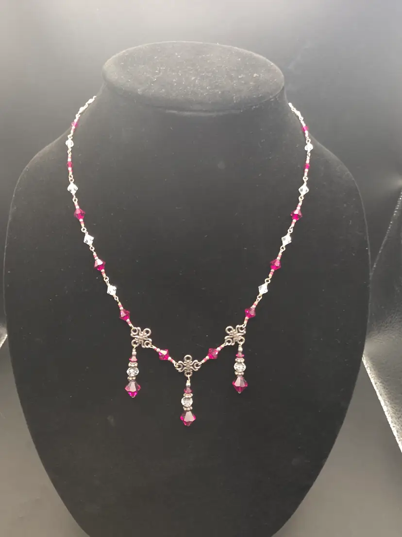 Antique 925 Silver Crystal beaded Necklace