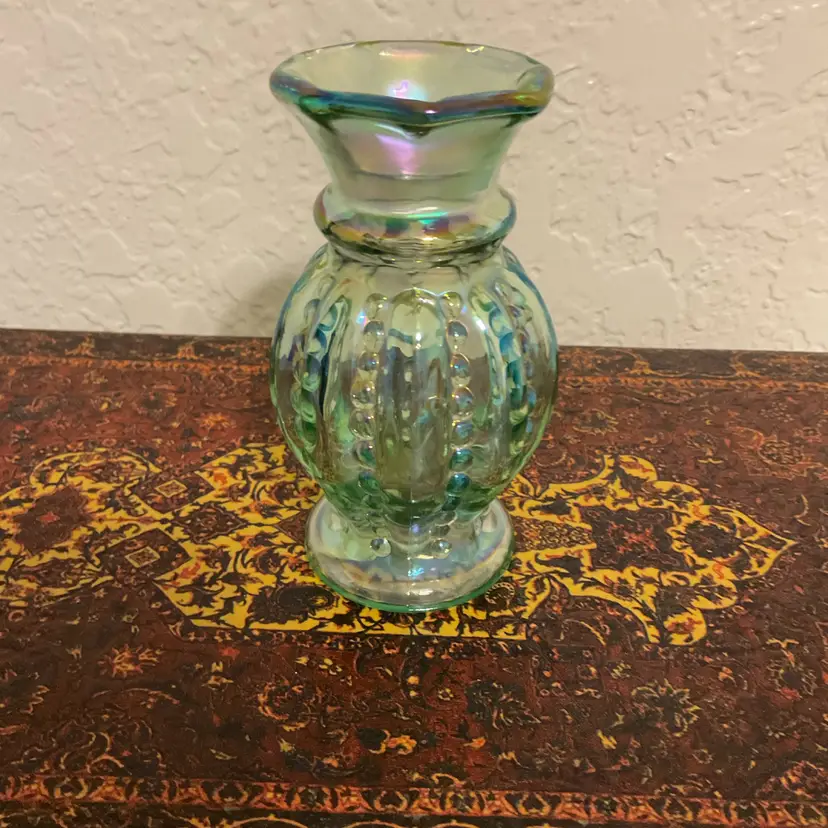 🍁Fenton Carnival Glass Beaded Melon Mini Vase