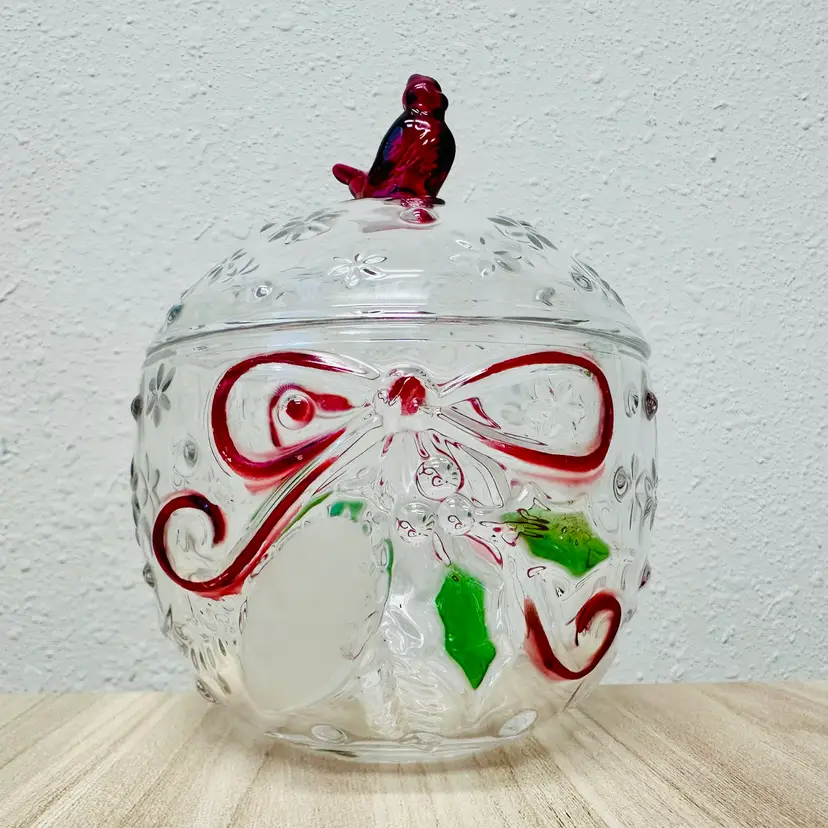 Celebrations by Mikasa Cardinal Covered Box - Christmas Candy Dish Trinket Jar