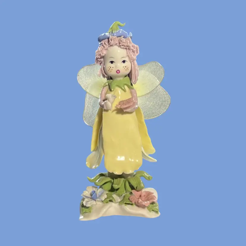#178- Fairy Figurine Spaghetti Hair Butterfly Flower