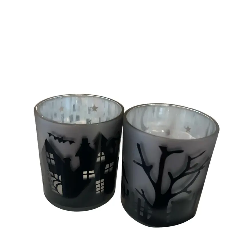 Barnes & Noble Halloween Glass Votive Holders – Set of 2