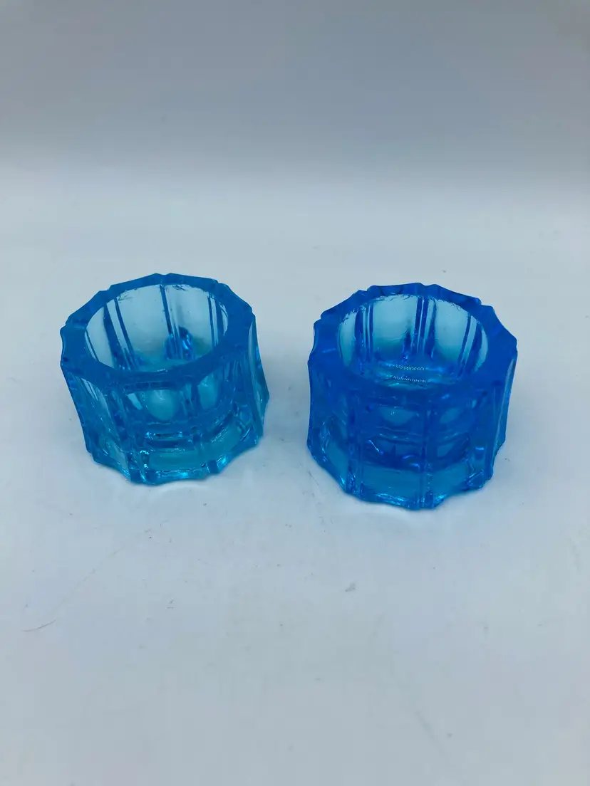 2 Blue Glass Salt Cellars (not a pair)