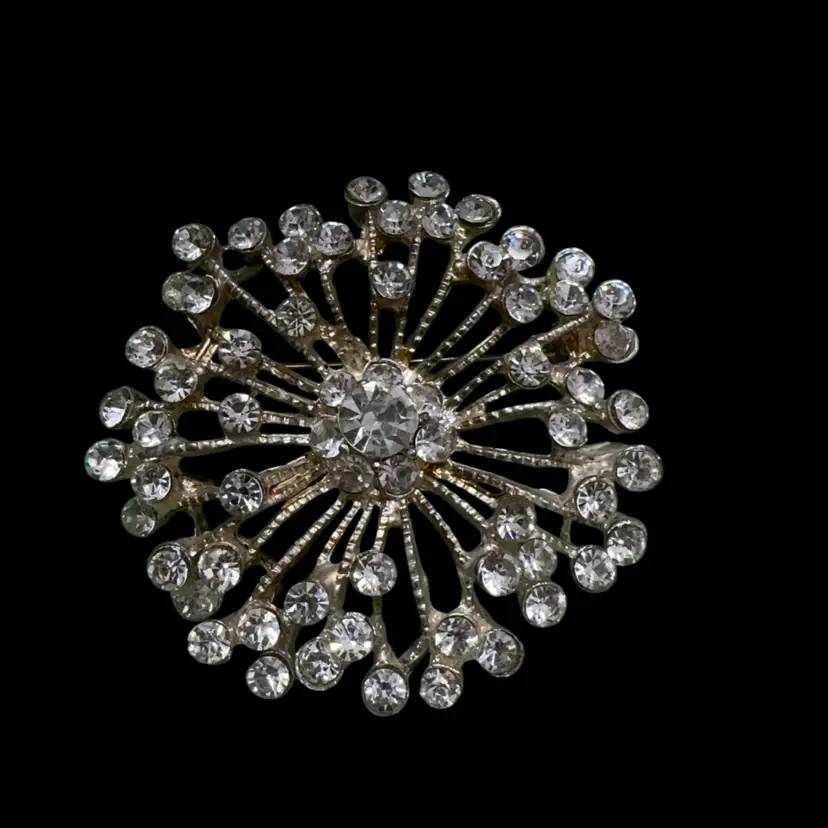 Vintage Glass Rhinestone 2“ Brooch