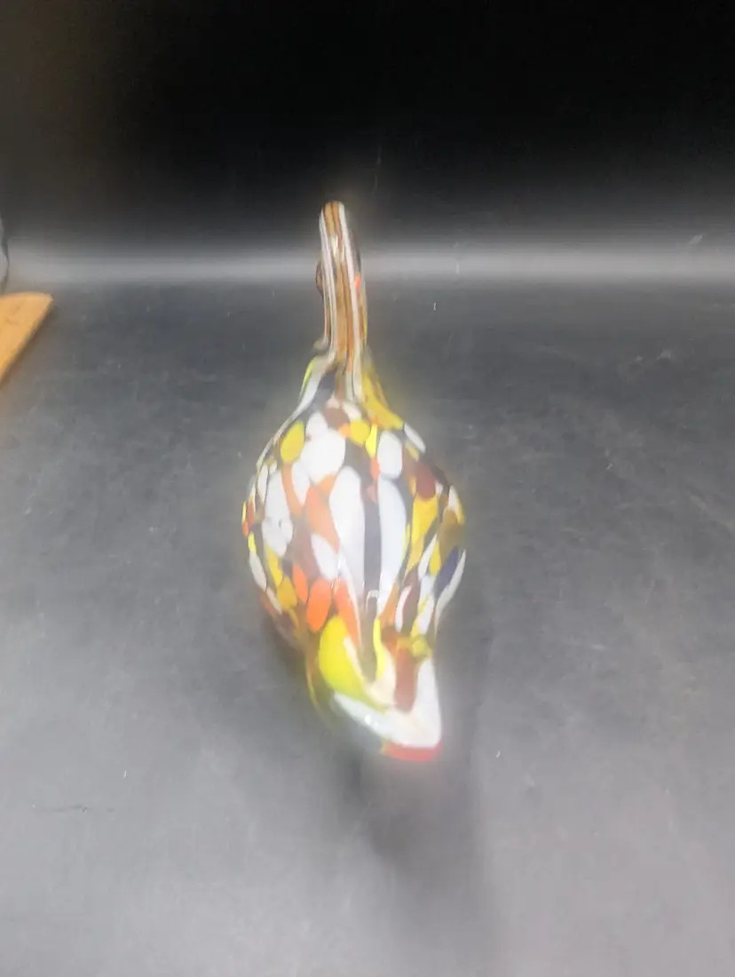 Vintage Glass Swan End of Day Confetti Design Hollow Open Bottom.