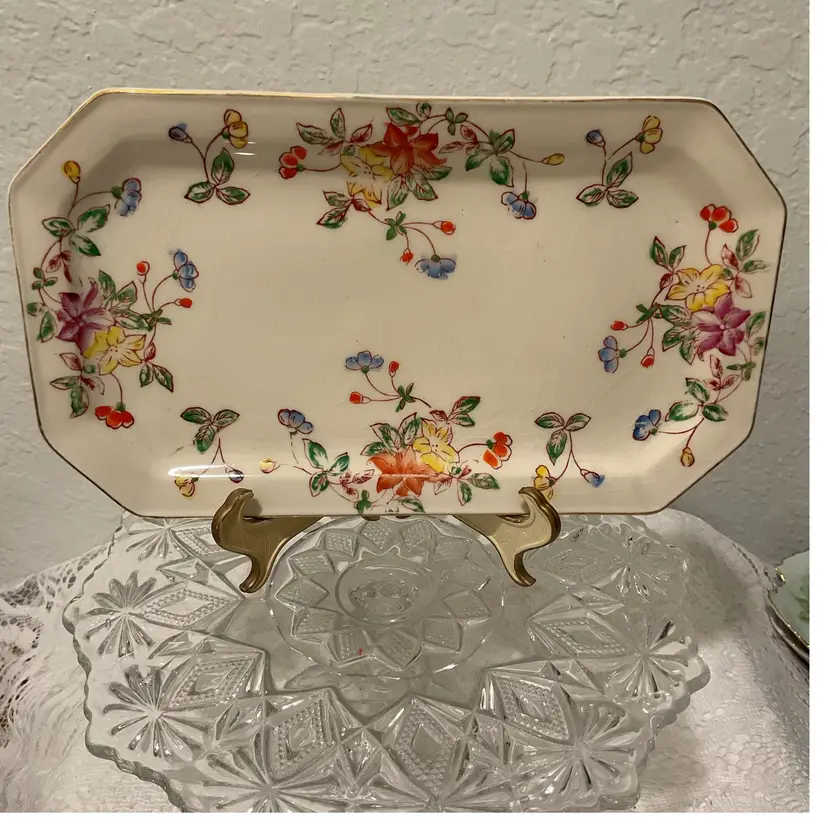 Vintage Rectangular Floral Tray