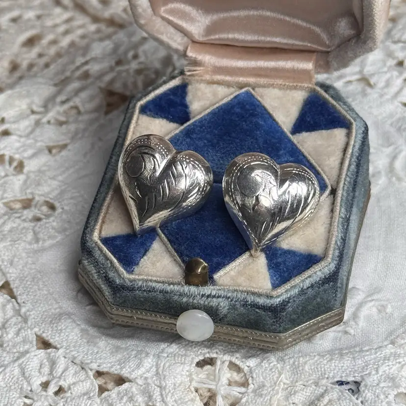 Sterling Silver Etched Heart Earrings