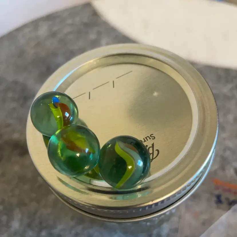 3 Green Cat’s Eye Glass Marbles