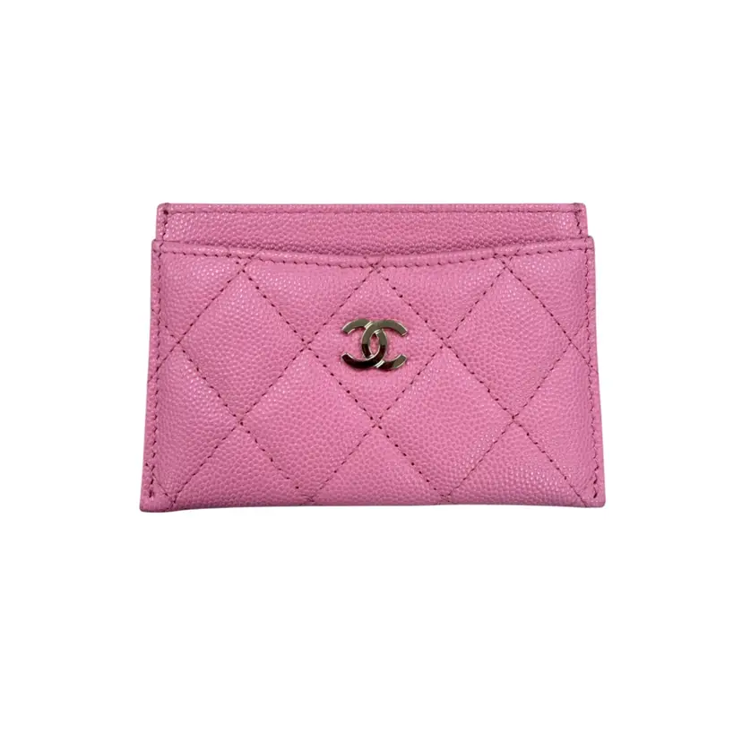 Chanel Pink Caviar Flat Cardholder Light Gold Hardware