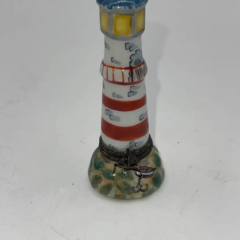 Limoges Lighthouse Trinket Box • Peint Main Hand Painted France 3.25”