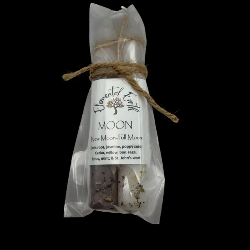 Elemental Earth NEW MOON FULL MOON Hamdmade Ritual Herbal Candle – 2 Pack - Smells Incredible - Read Description For Use