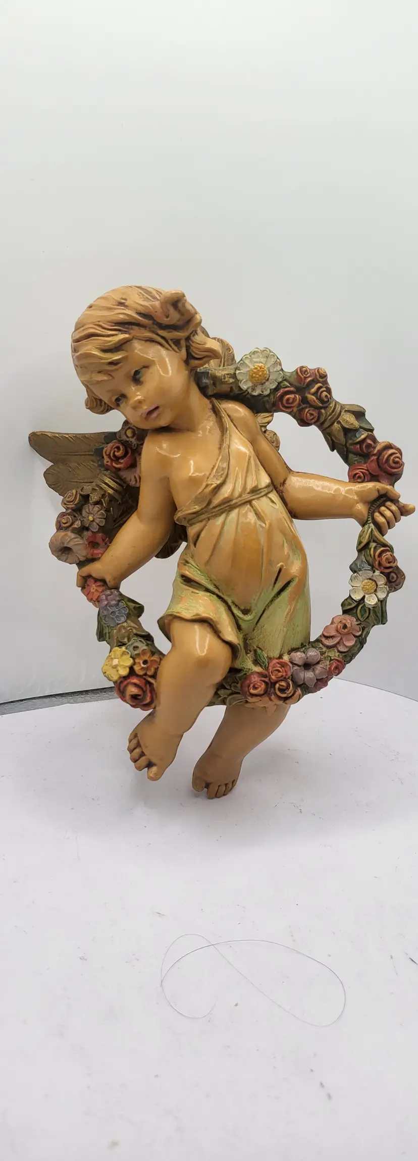 Fontanini Wall Sculpture Cherub from the "Four Seasons" series "Spring" 1989 signed 7 "