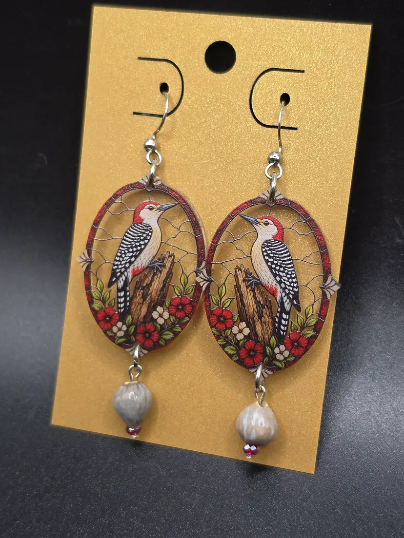 Red Bellied Woodpecker Earrings