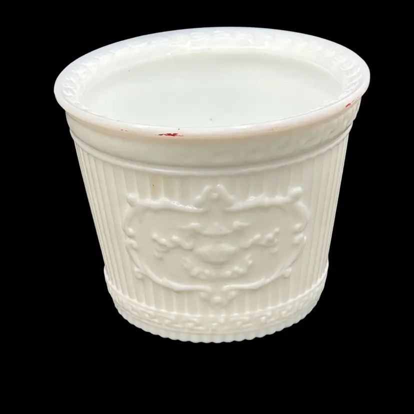 Vintage Planter- Milk Glass Barrel Style
