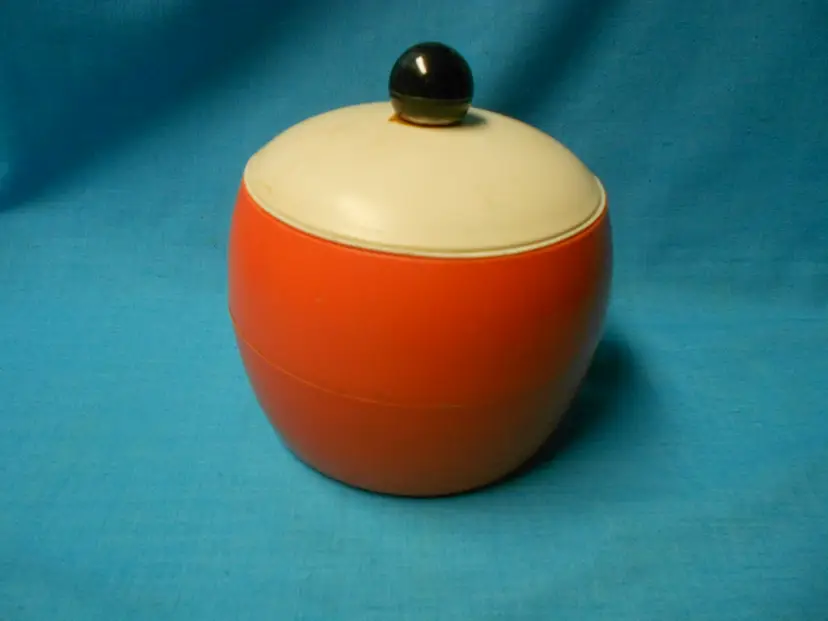 Vtg Scarce GITS Ware No 185 Plastic Ice Bucket Orange Base Off White Lid