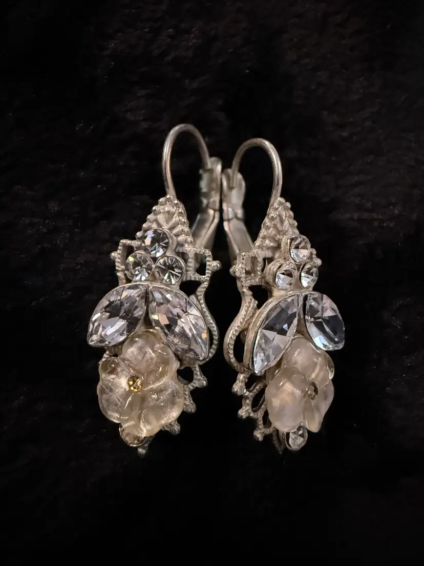 Vintage Crystal Floral Earrings
