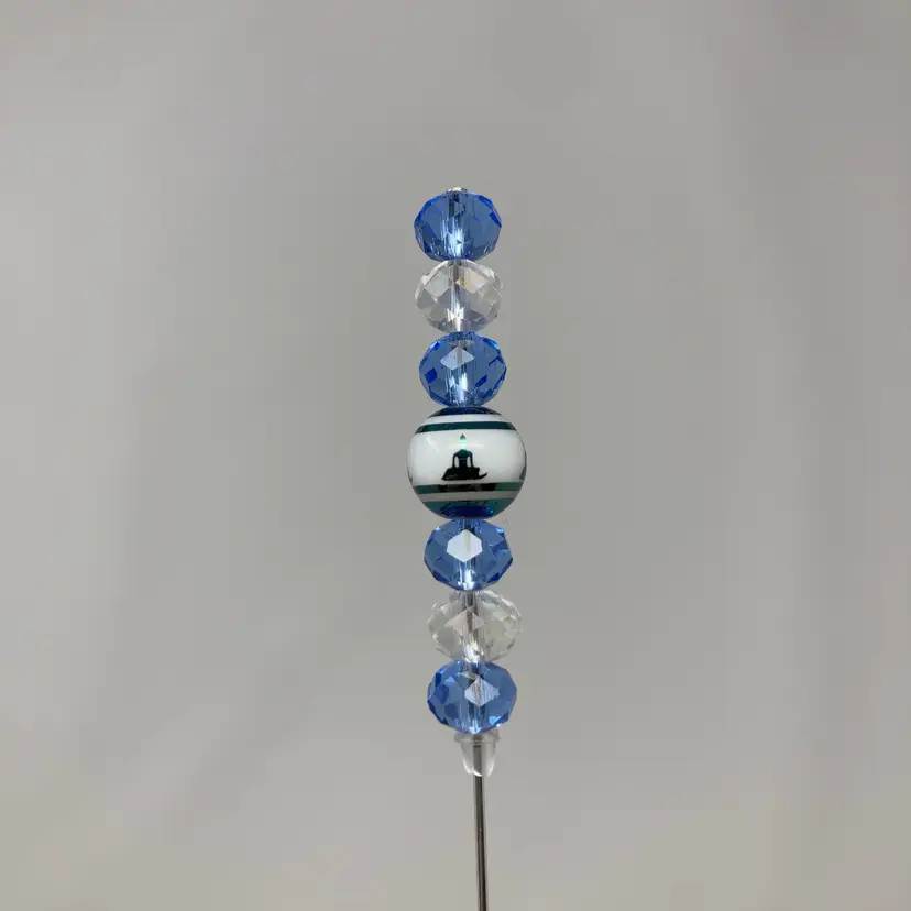 6” Silver Tone Hat Pin! Made By Me! Vintage Beads Including Faceted Glass Beads!