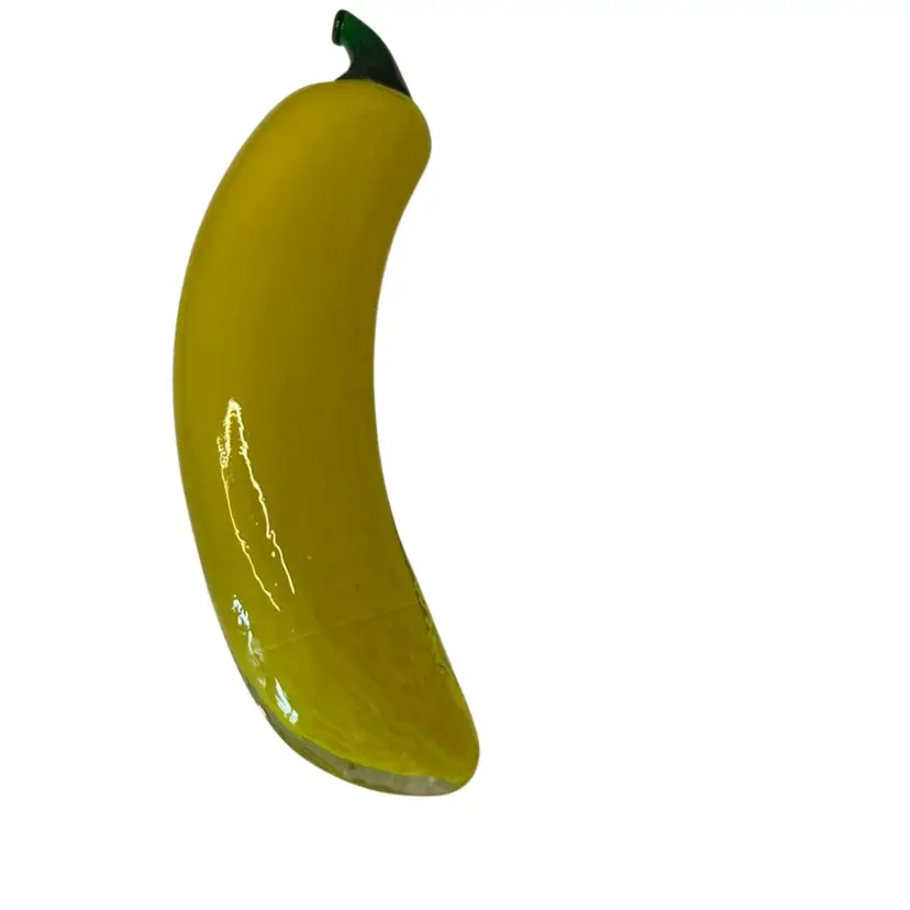 8” Glass Art Banana With Green Stem