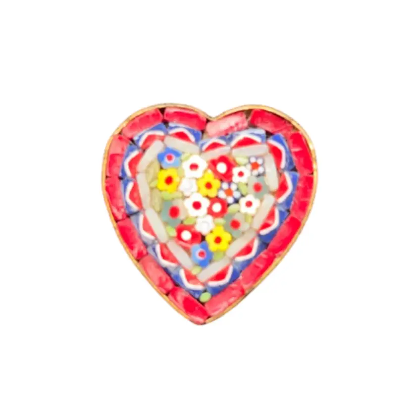 Micro Mosaic Heart Brooch