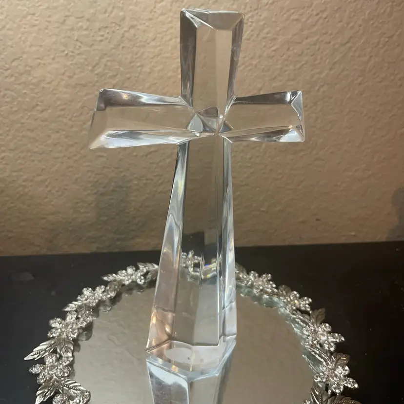 Gorgeous Bohemian Clear Crystal Czech Republic 7” Crucifix