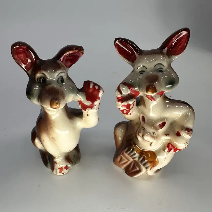 Anthropomorphic Shafford Boxing Kangaroo Salt & Pepper Shakers